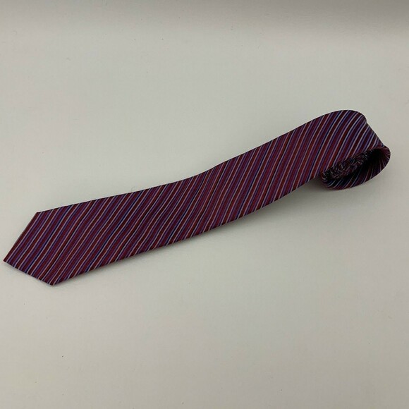 Joseph Abboud Men's Tie Necktie Purple Blue Striped 100% Silk - Picture 1 of 4